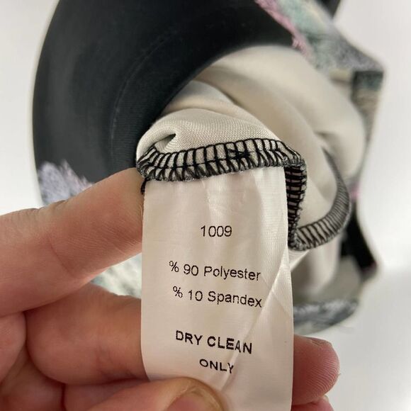 La Pateau Black pink floral abstract Graphic Scuba Sleeveless Dress womens m - Picture 4 of 6